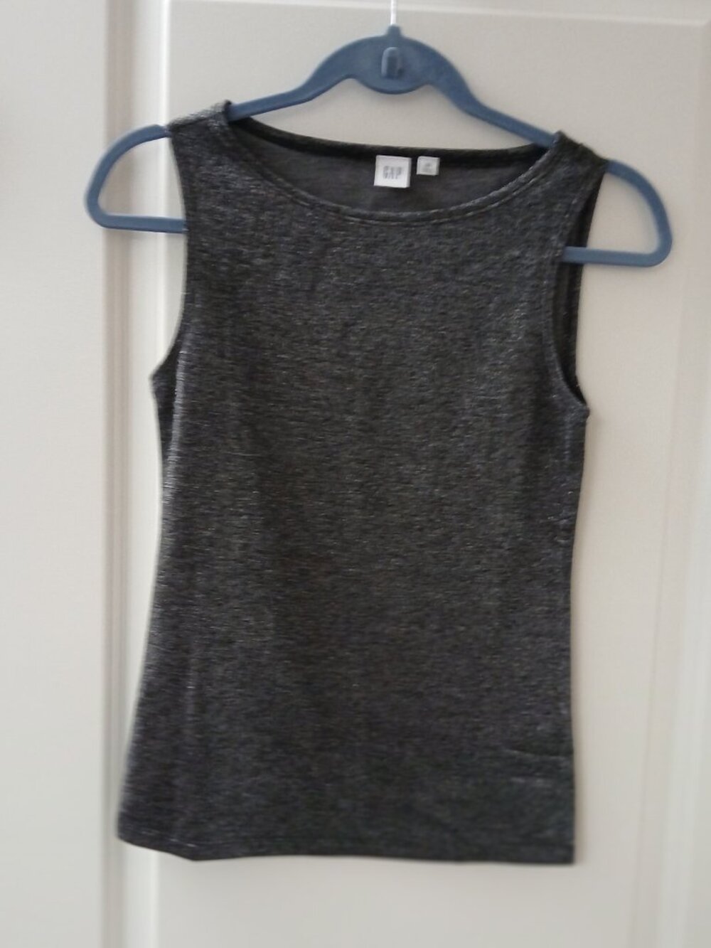 Gap Women's Dark Grey Metallic Sleeveless Top  FLAW